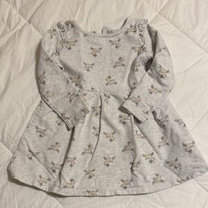 Carters Gray Long Sleeve Dress with sparkly reindeer Print